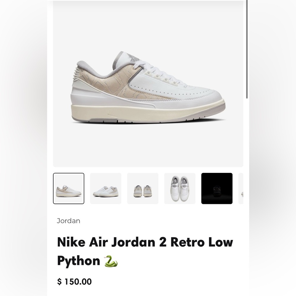 Nike Air Jordan 2 Retro Low Python - White and Cream - Brand New
